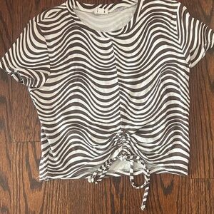 Striped Brown and White Women's Top